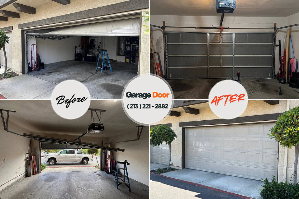 Before and after: garage door repair Pismo Beach, CA